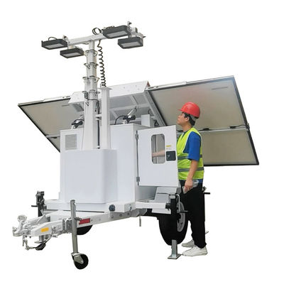 재난지역에 4*100W LED 램프가 탑재된 식용 태양광 조명탑