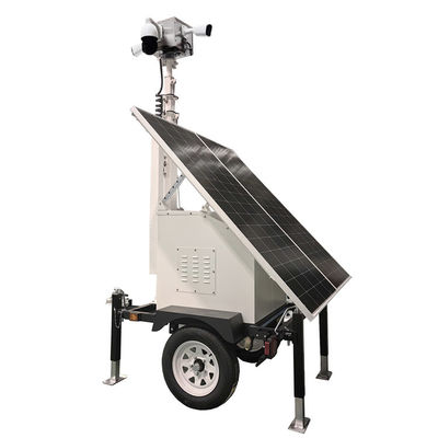 보안 카메라 트레일러 태양광 CCTV 트레일러 건설 현장용 2*300W 태양광 패널