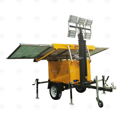 휴대용 태양광 트레일러 장착 4 * 100W 화학 산업 공원 조명을위한 LED 조명