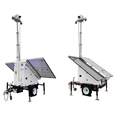 주차장 보안을 위한 3개의 태양 전지 패널을 갖춘 모바일 감시 트레일러