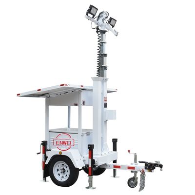 quality 창고용 LED 조명 장착 CCTV 타워가 있는 이동식 보안 미니 태양광 트레일러 factory