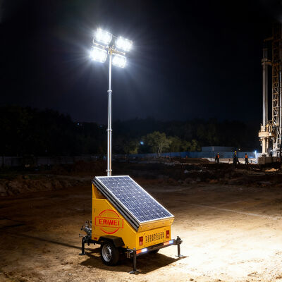 CE Certified Solar Light Trailer Off-Grid Lighting Solution With 9600Wh Battery 4*100W LED